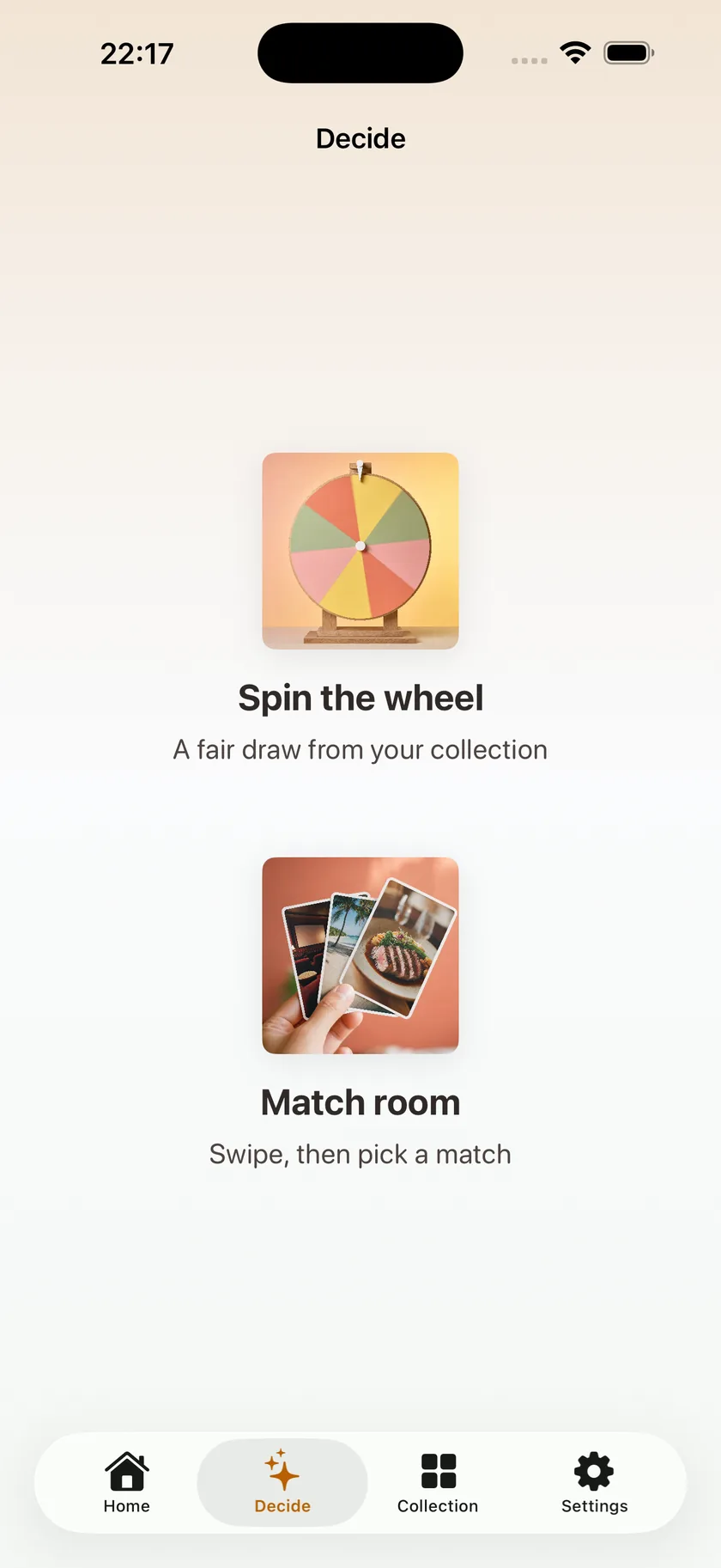 Spin or swipe in Sherbert